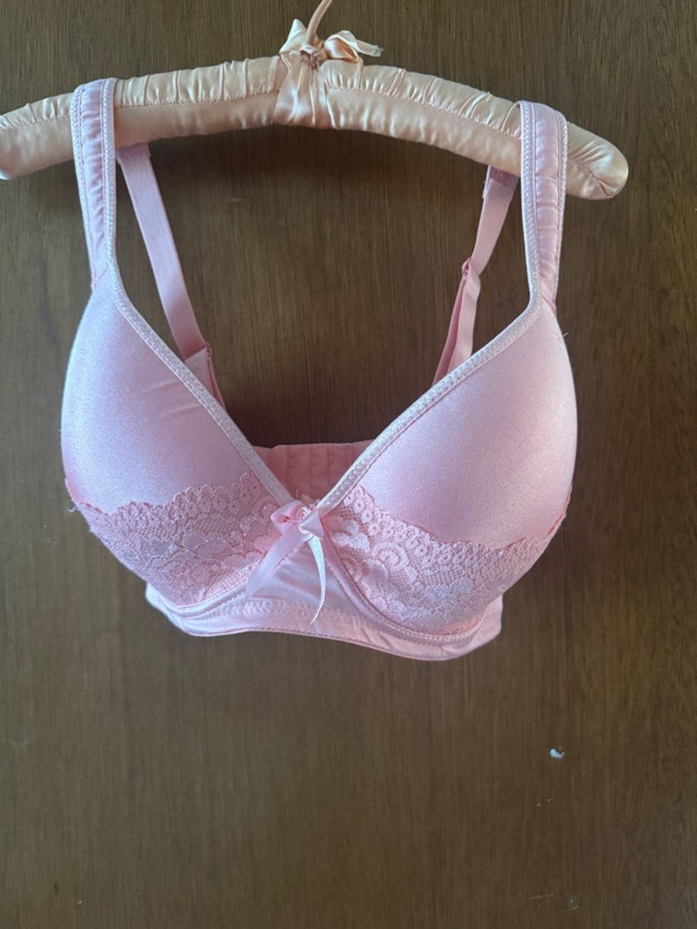 Angelina Pink Lace Lightly Padded Bra with Bow Accent - Picture 1 of 4